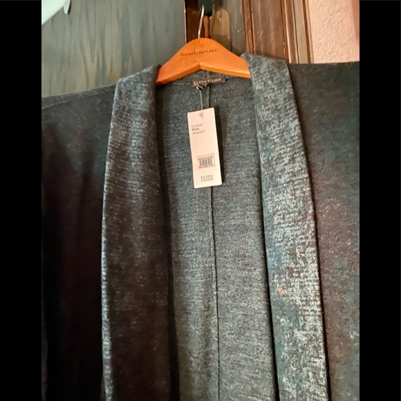 NWT Eileen Fisher Pine Oxidized Wool Jacquard Kimono Coat S/M or PM - Picture 7 of 13